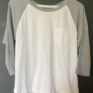 Forever 21 White/Grey Baseball Tee